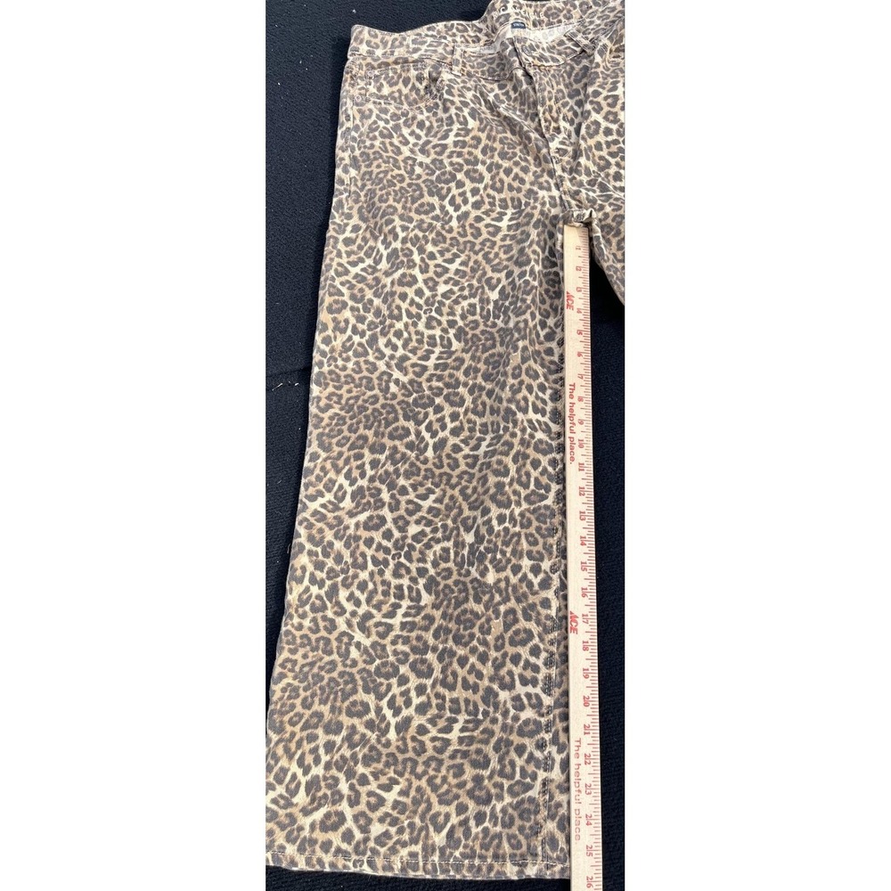 American Eagle Outfitters Jeans Womens 14 Short Brown Leopard Wide Leg Stretch - Picture 8 of 10